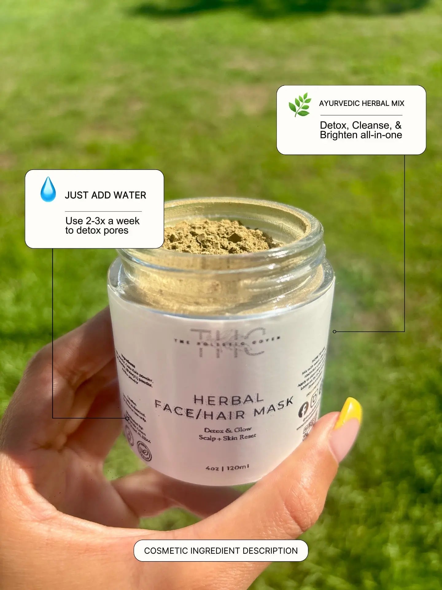 Herbal Face/Hair Mask: Ayurvedic Detox Mask for Face & Hair with Amla, Tulsi & Gotu Kola The Holistic Coven
